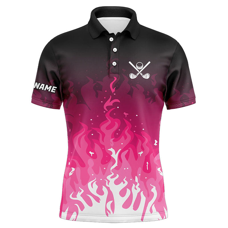Men's Custom Pink Flame Golf Polo Shirt N8309