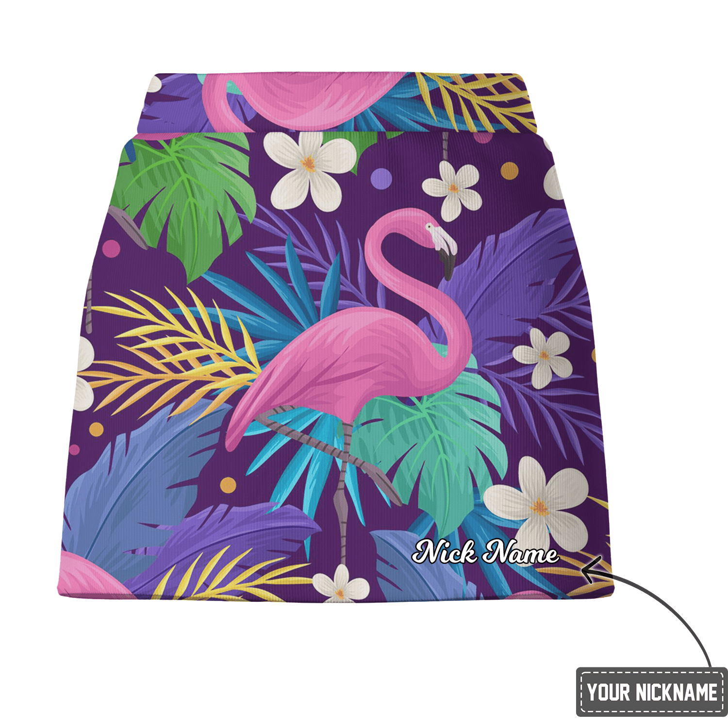 Personalized Vibrant Purple Flamingo Tropical Print Women's Athletic Golf Skort I0326 additional image 2