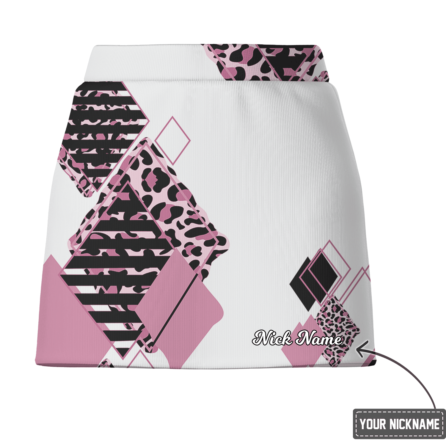 Personalized Women's White & Pink Abstract Geometric Golf Skort Y2998 additional image 2