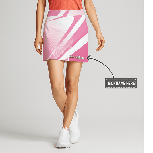 Personalized Women's Pink White Dynamic Abstract Golf Skort M3634 main image - S