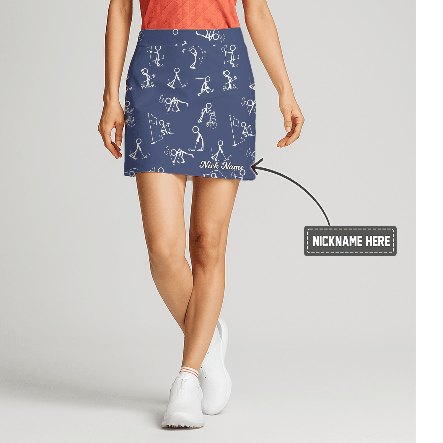 Personalized Women's Slate Blue Golf Skort with Stick Figure Golfer Print N5975 main image - S