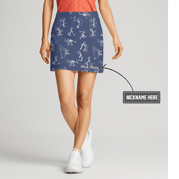 Personalized Women's Slate Blue Golf Skort with Stick Figure Golfer Print N5975 main image - S