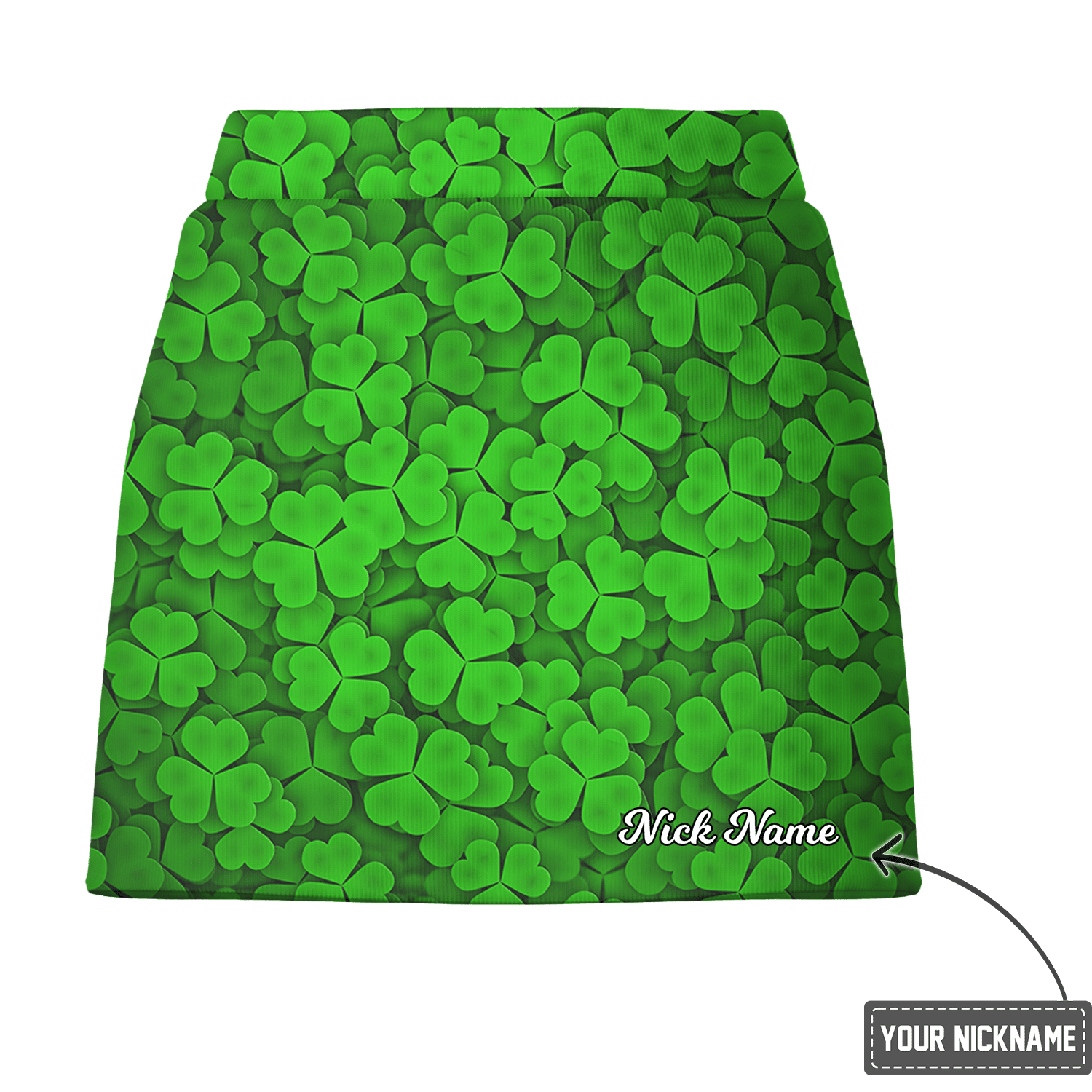 Personalized Vibrant Green Lucky Clover Print Women's Golf Skort E2963 additional image 2
