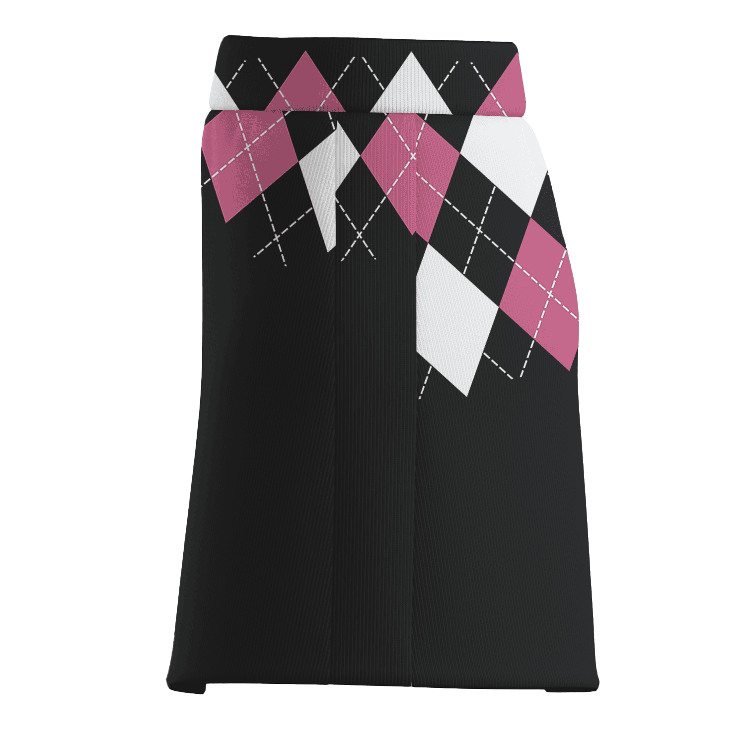 Personalized Black Pink White Argyle Women's Athletic Golf Skort A1475 additional image 3