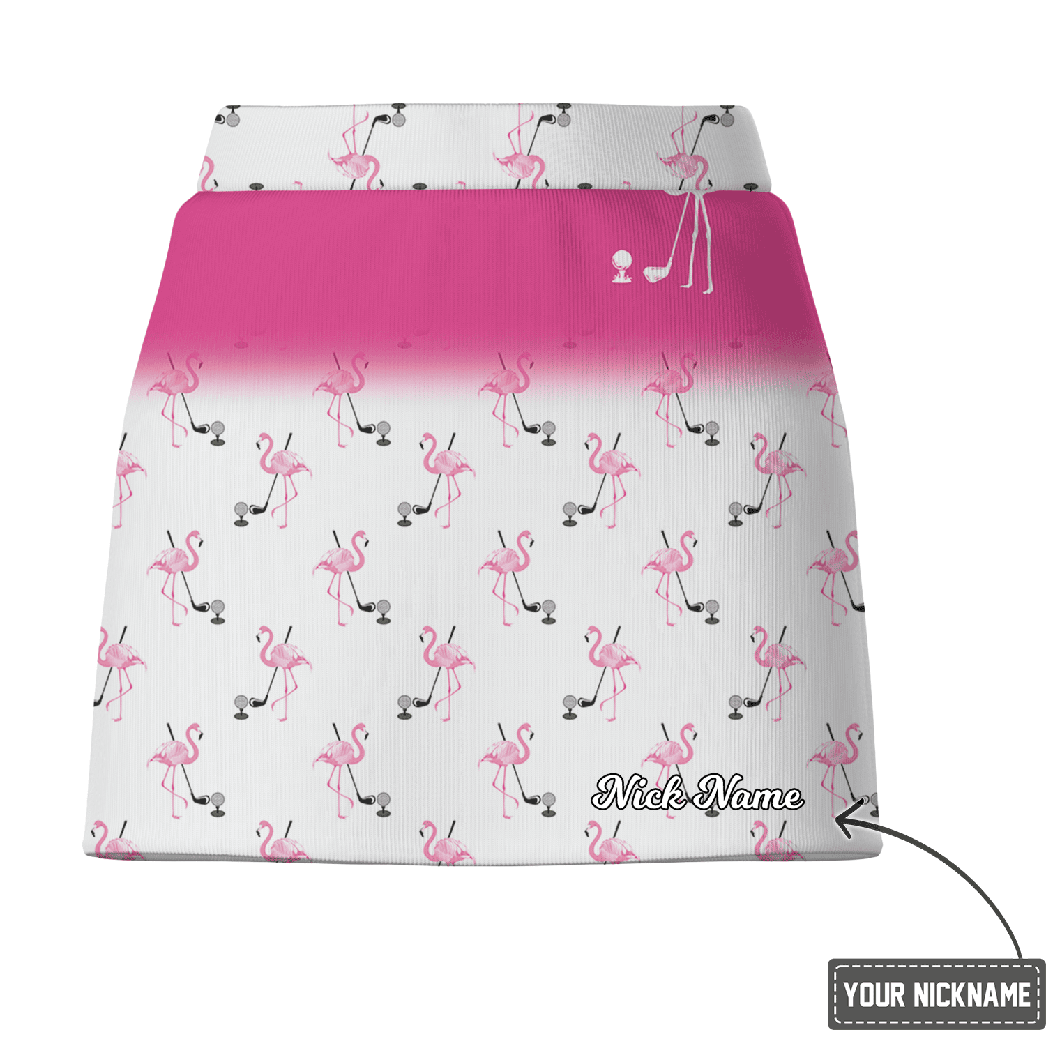 Personalized Women's White & Hot Pink Ombre Flamingo Golf Skort Y0106 additional image 2