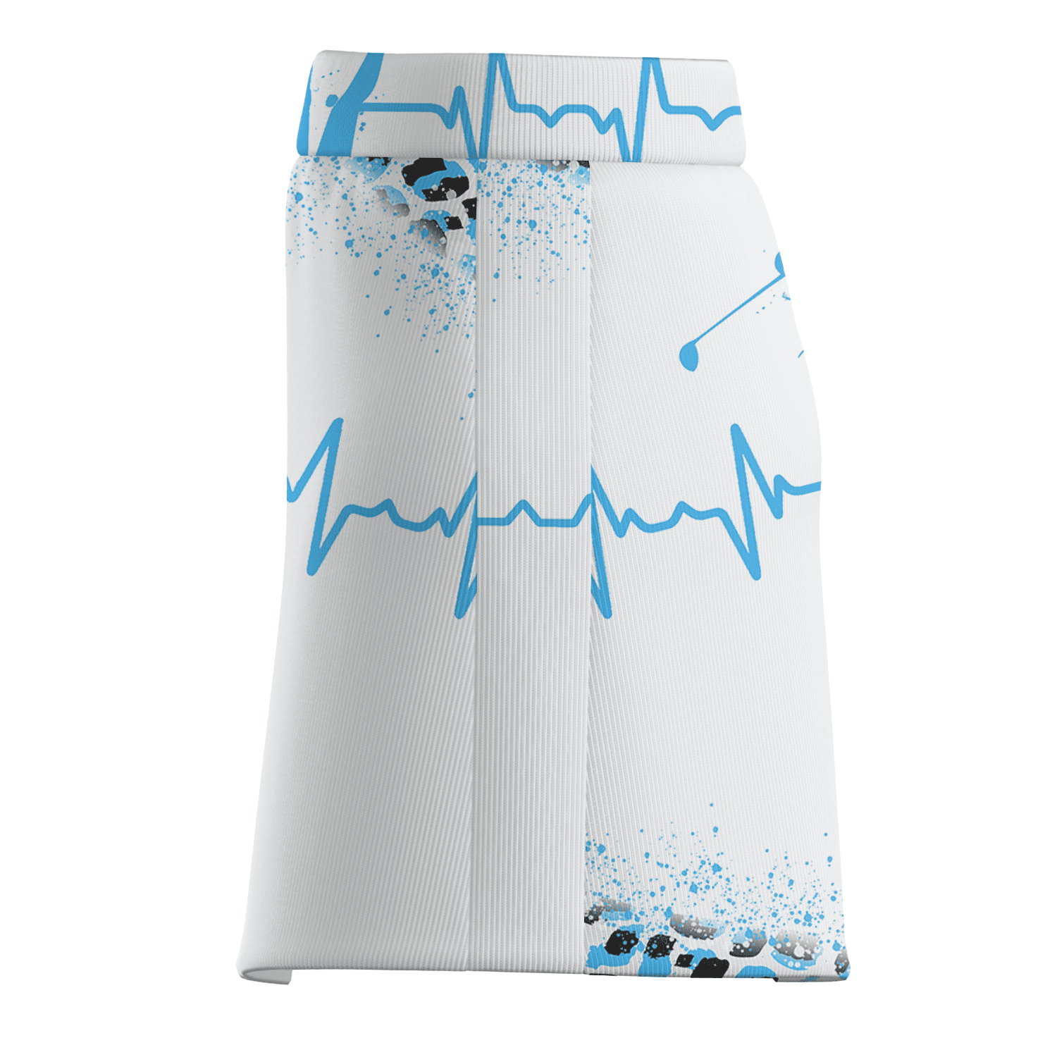 Personalized White Women's Golf Skort, Blue Golfer Heartbeat ECG Print N4135 additional image 3