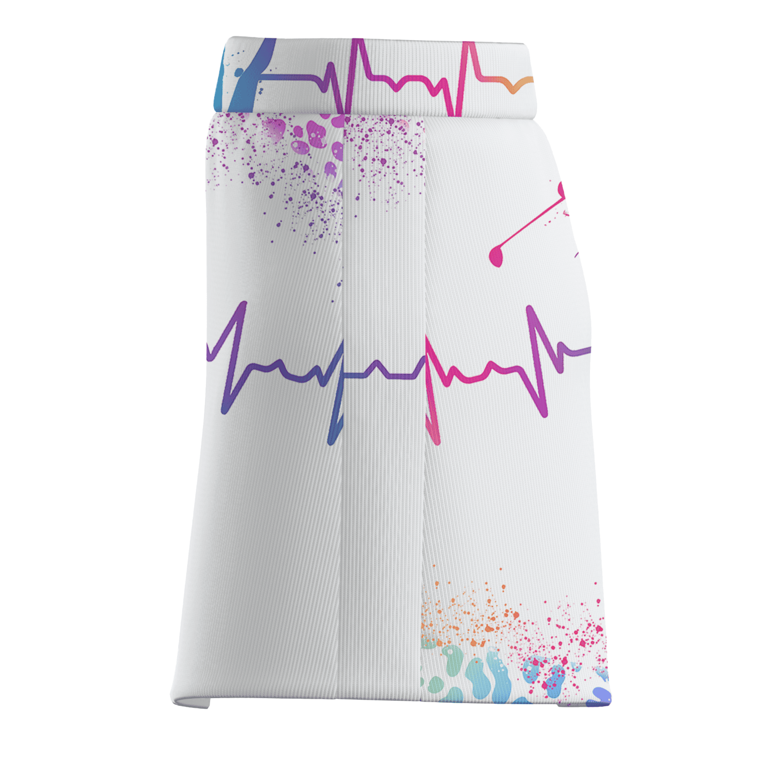 Custom Name Women's White Golf Skort  Vibrant Golfer Heartbeat & Splatter Design Z2350 additional image 3