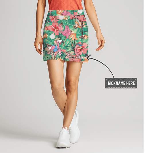 Personalized Women's Vibrant Tropical Flamingo Print Golf Skort O7270 main image - S