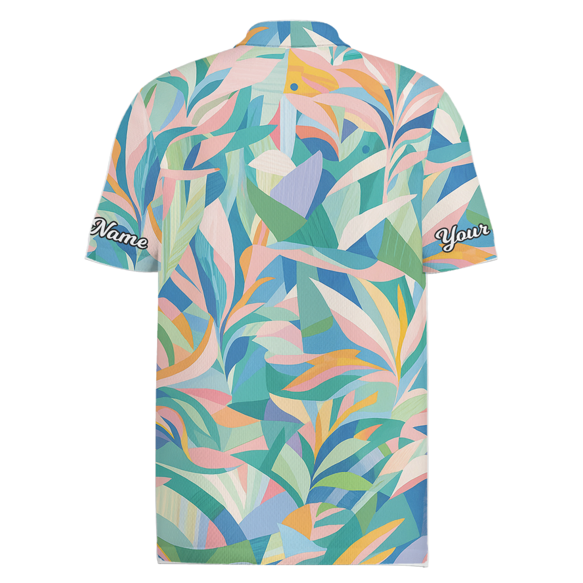 Personalized Golf Polo for Men Abstract Leaf Pattern Pastel Multi-Color Y6464 additional image 1