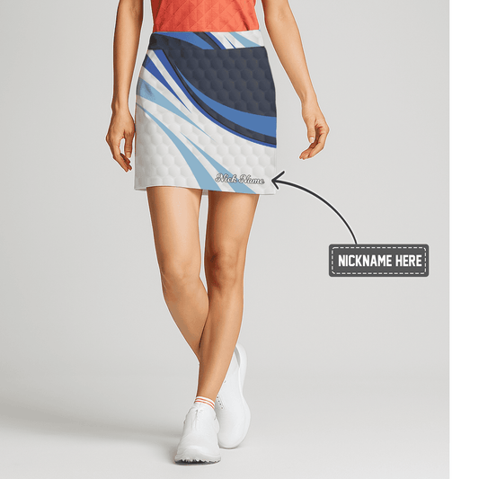 Personalized Women's Blue & White Hexagon Wave Print Golf Skort K4865 main image - S