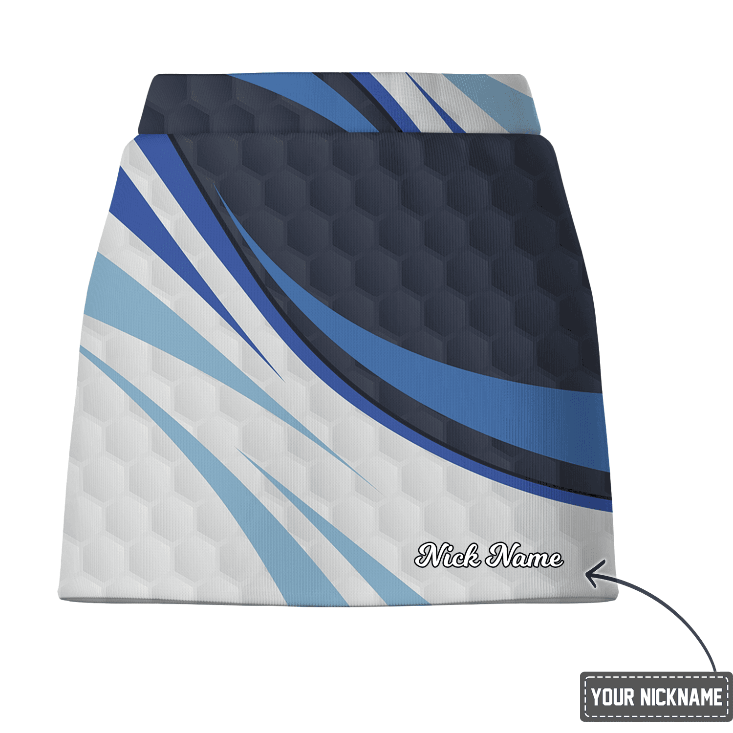 Personalized Women's Blue & White Hexagon Wave Print Golf Skort K4865 additional image 2