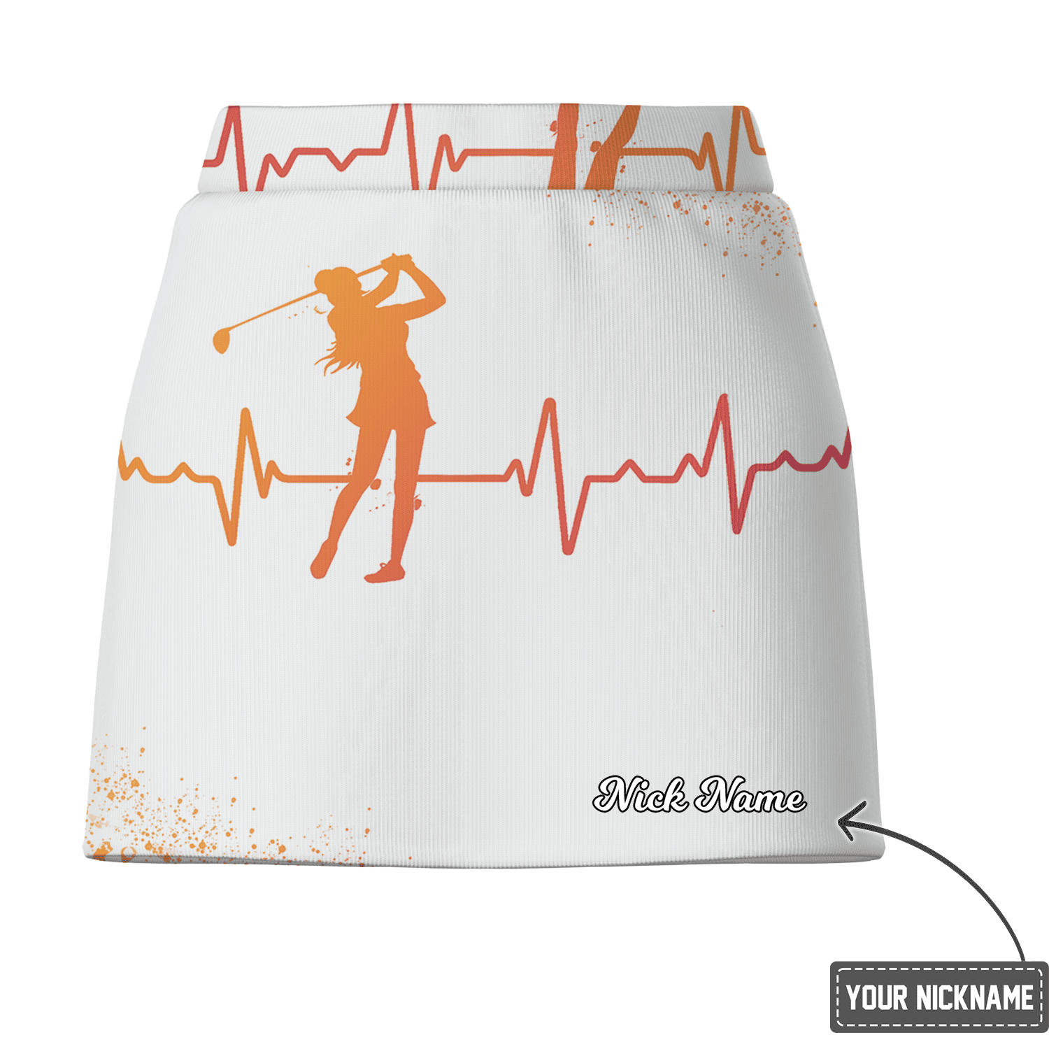 Personalized White Golfer Heartbeat Gradient Print Women's Golf Skort I2767 additional image 2