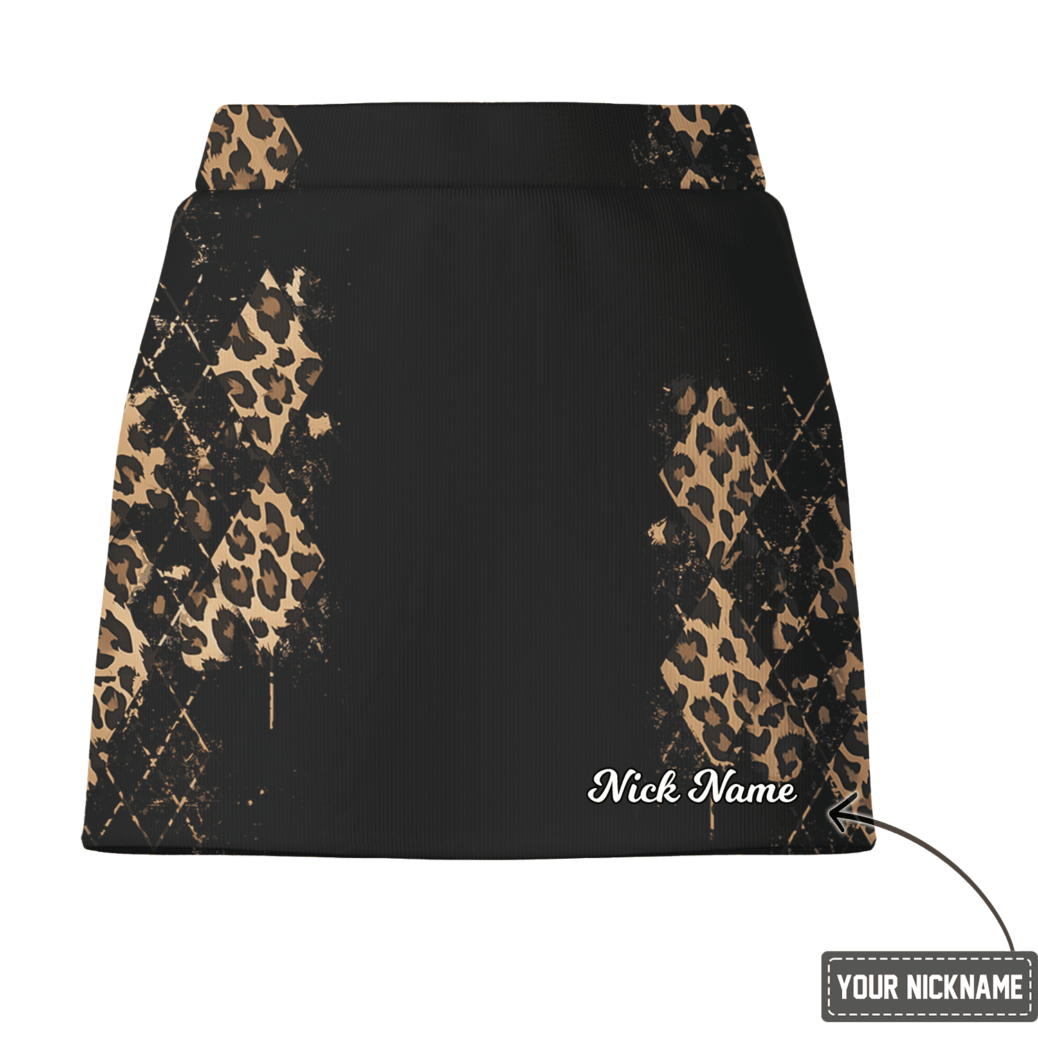 Personalized Black Distressed Leopard Print Women's Golf Skort E4497 additional image 2