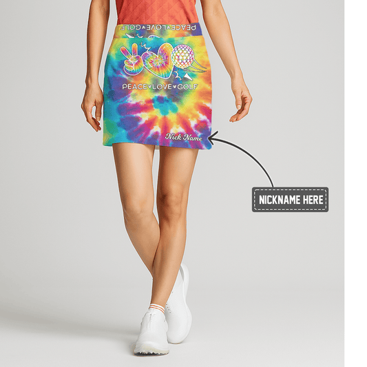 Personalized Women's Vibrant Rainbow Tie-Dye Peace Love Golf Athletic Skort A9690 main image - S