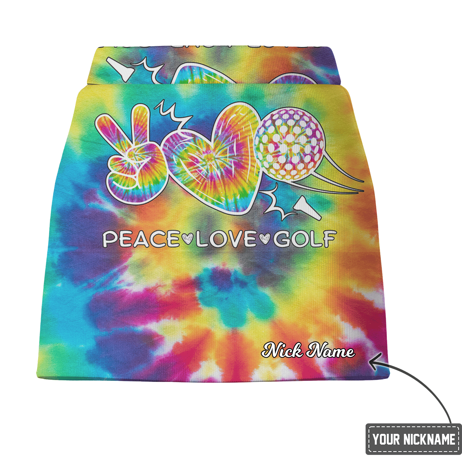 Personalized Women's Vibrant Rainbow Tie-Dye Peace Love Golf Athletic Skort A9690 additional image 2