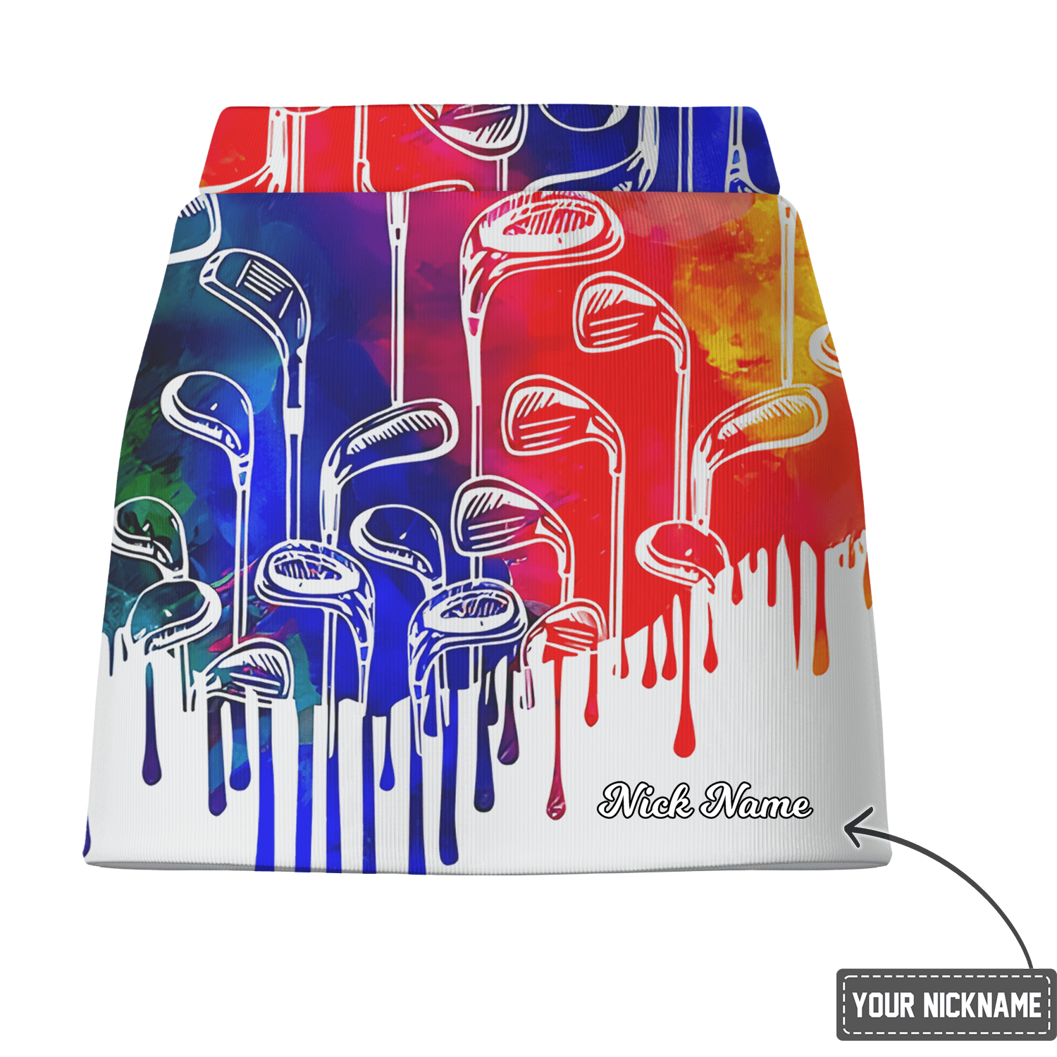 Personalized Women's White Golf Skort - Vibrant Paint Drip Golf Clubs Athletic Print H8787 additional image 2
