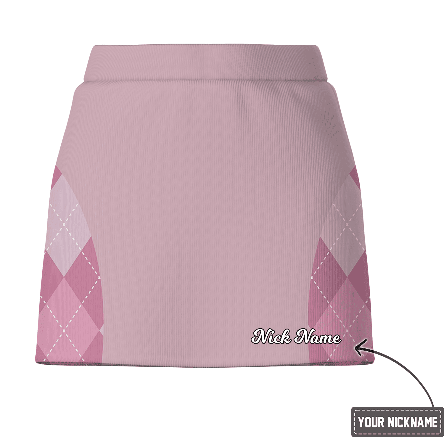 Personalized Pink Argyle Women's Athletic Golf Skort K8844 additional image 2