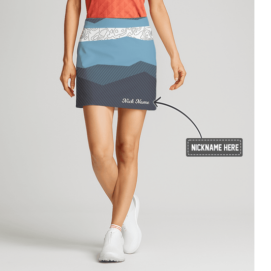 Personalized Blue & White Mountain Topographic Golf Skort for Women H1249 main image - S