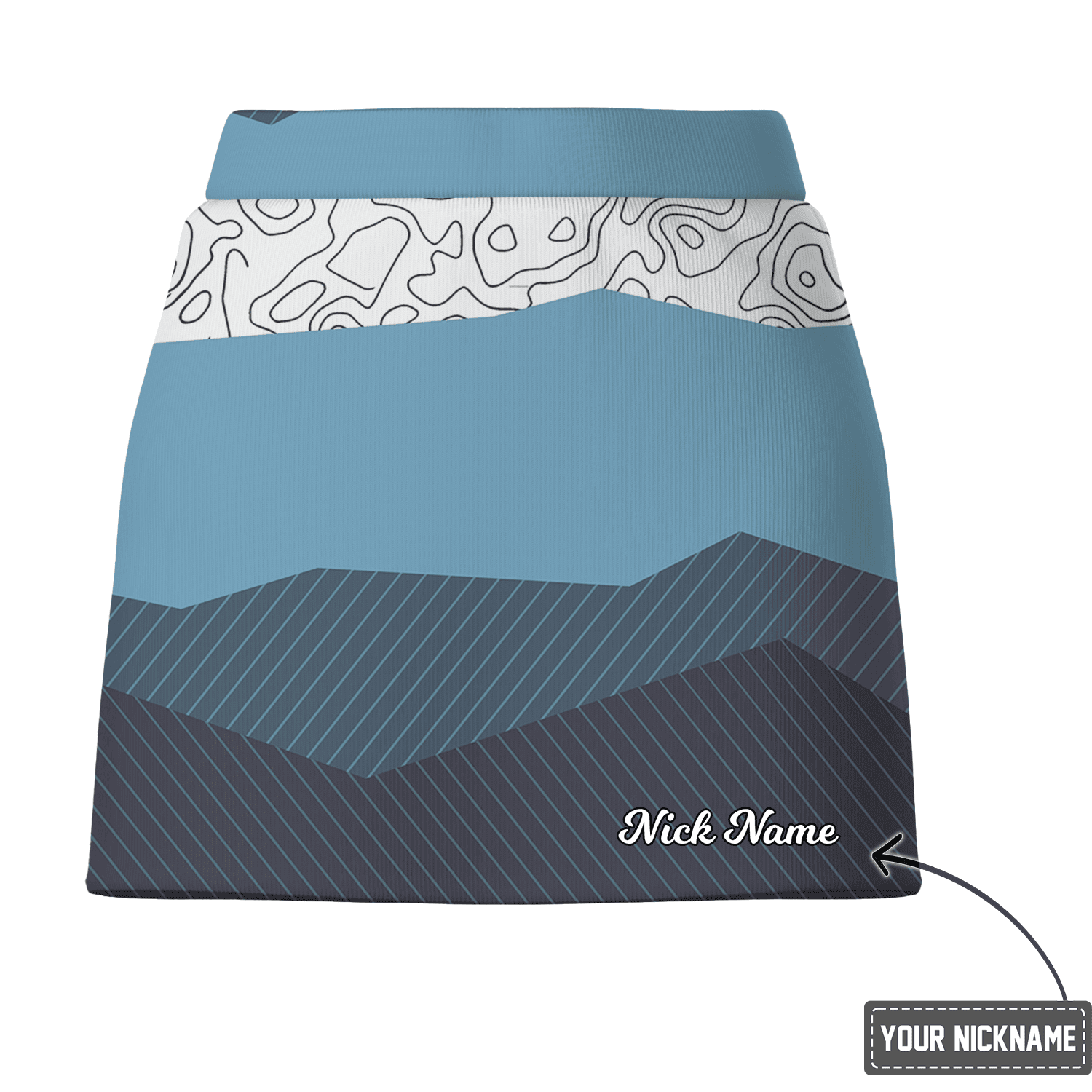 Personalized Blue & White Mountain Topographic Golf Skort for Women H1249 additional image 2