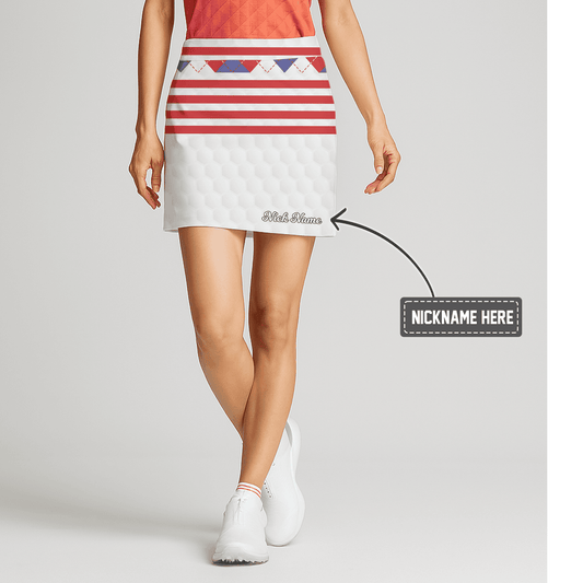 Personalized USA Flag Stripe & Argyle Women's Quilted Golf Skort Y2092 main image - S