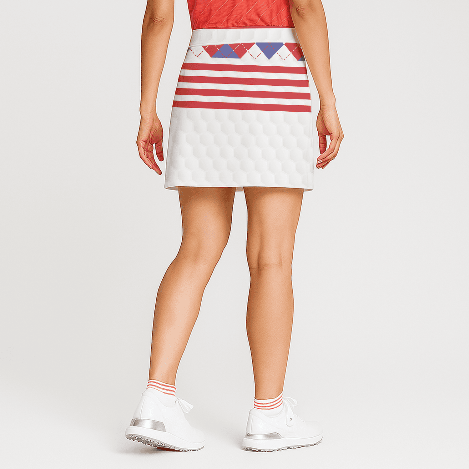 Personalized USA Flag Stripe & Argyle Women's Quilted Golf Skort Y2092 additional image 1