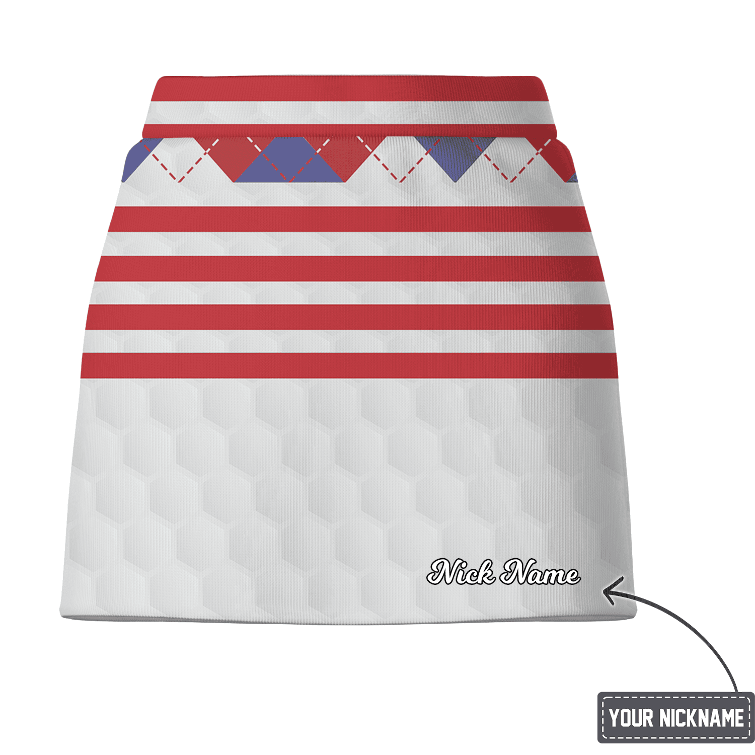 Personalized USA Flag Stripe & Argyle Women's Quilted Golf Skort Y2092 additional image 2