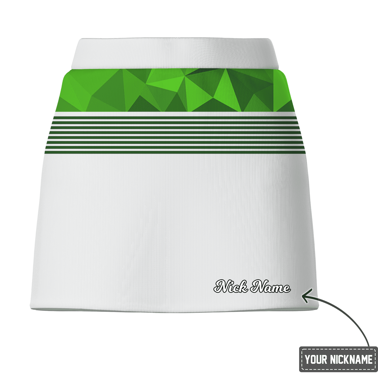 Personalized White Green Geometric Striped Women's Golf Skort V4756 additional image 2