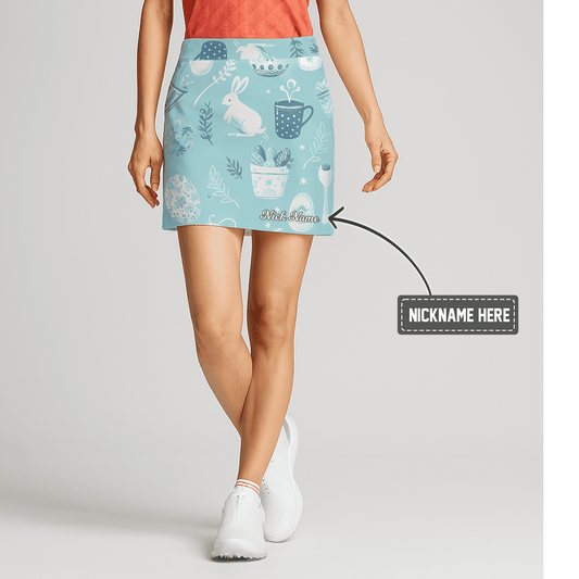 Personalized Women's Pastel Blue Easter Bunny Golf Skort D1731 main image - S