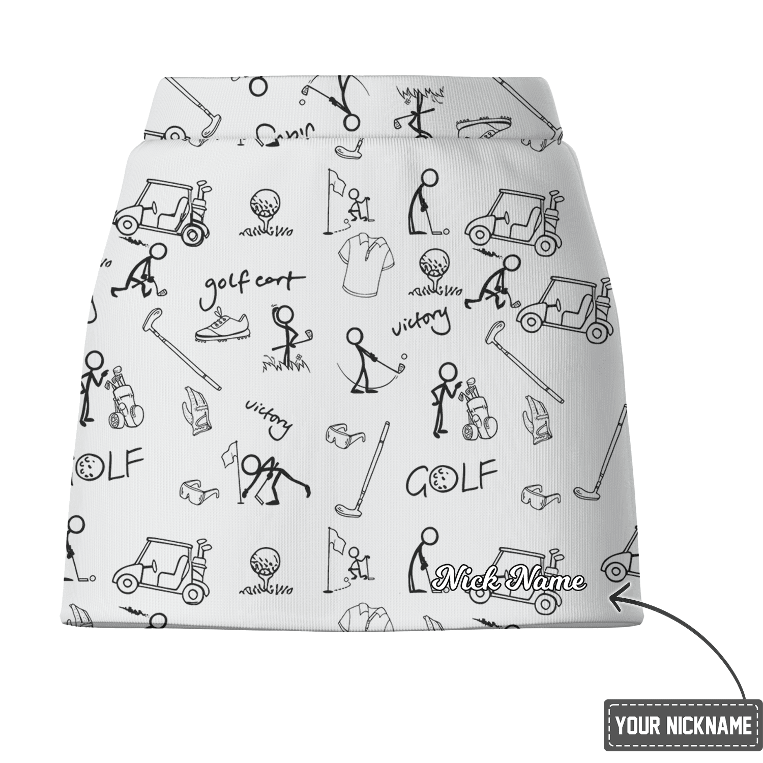 Personalized White Golf Doodle Print Women's Golf Skort I6072 additional image 2