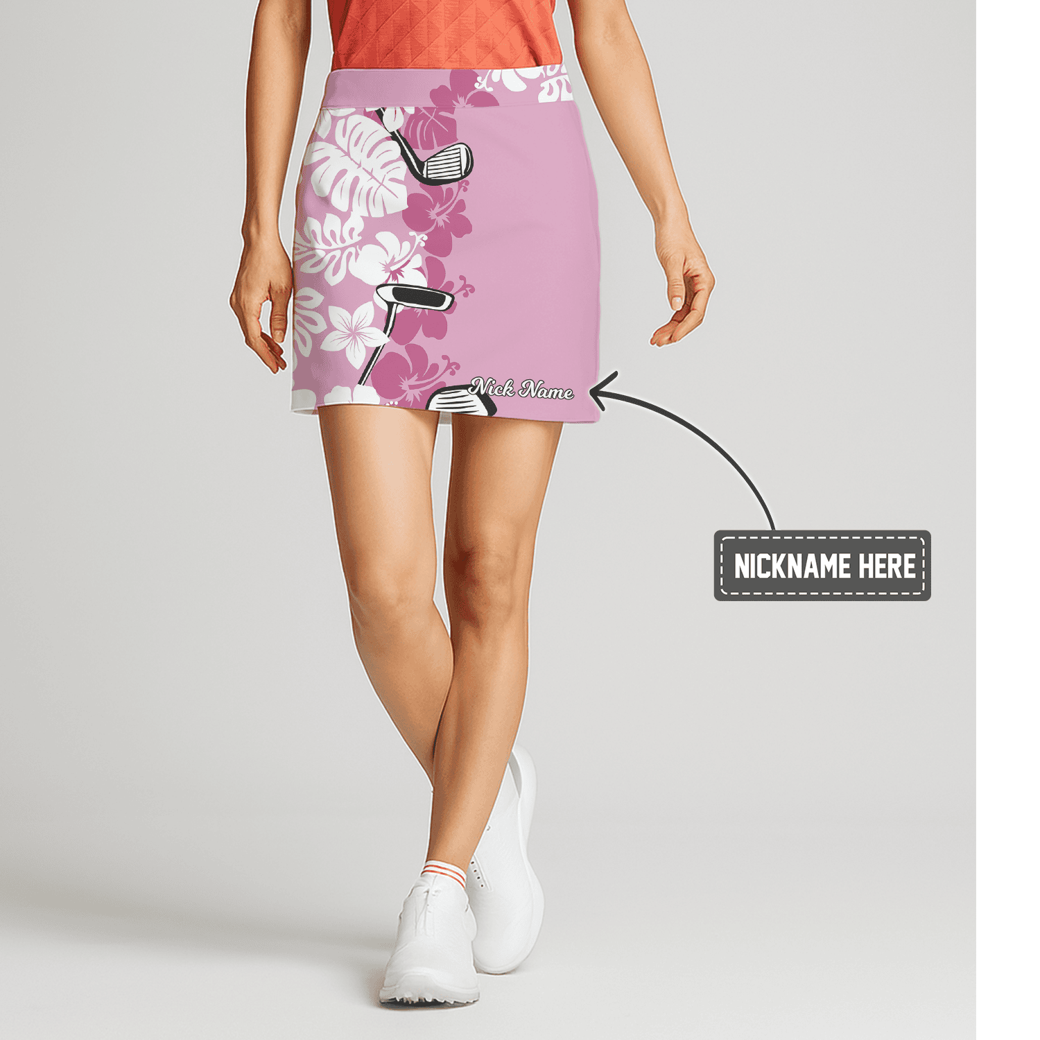 Personalized Women's Lilac Golf Skort Tropical Floral & Golf Club Split Design D2482 main image - S