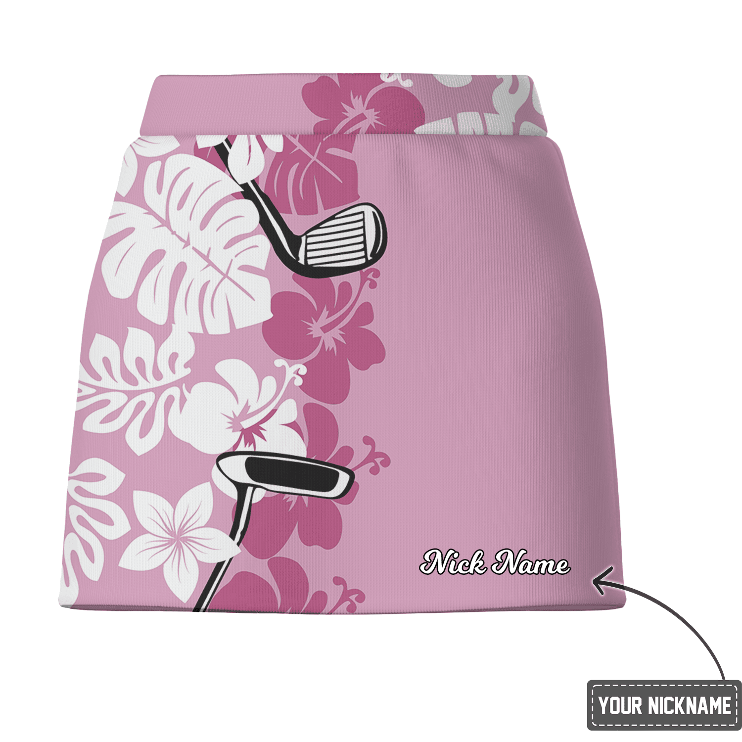 Personalized Women's Lilac Golf Skort Tropical Floral & Golf Club Split Design D2482 additional image 2