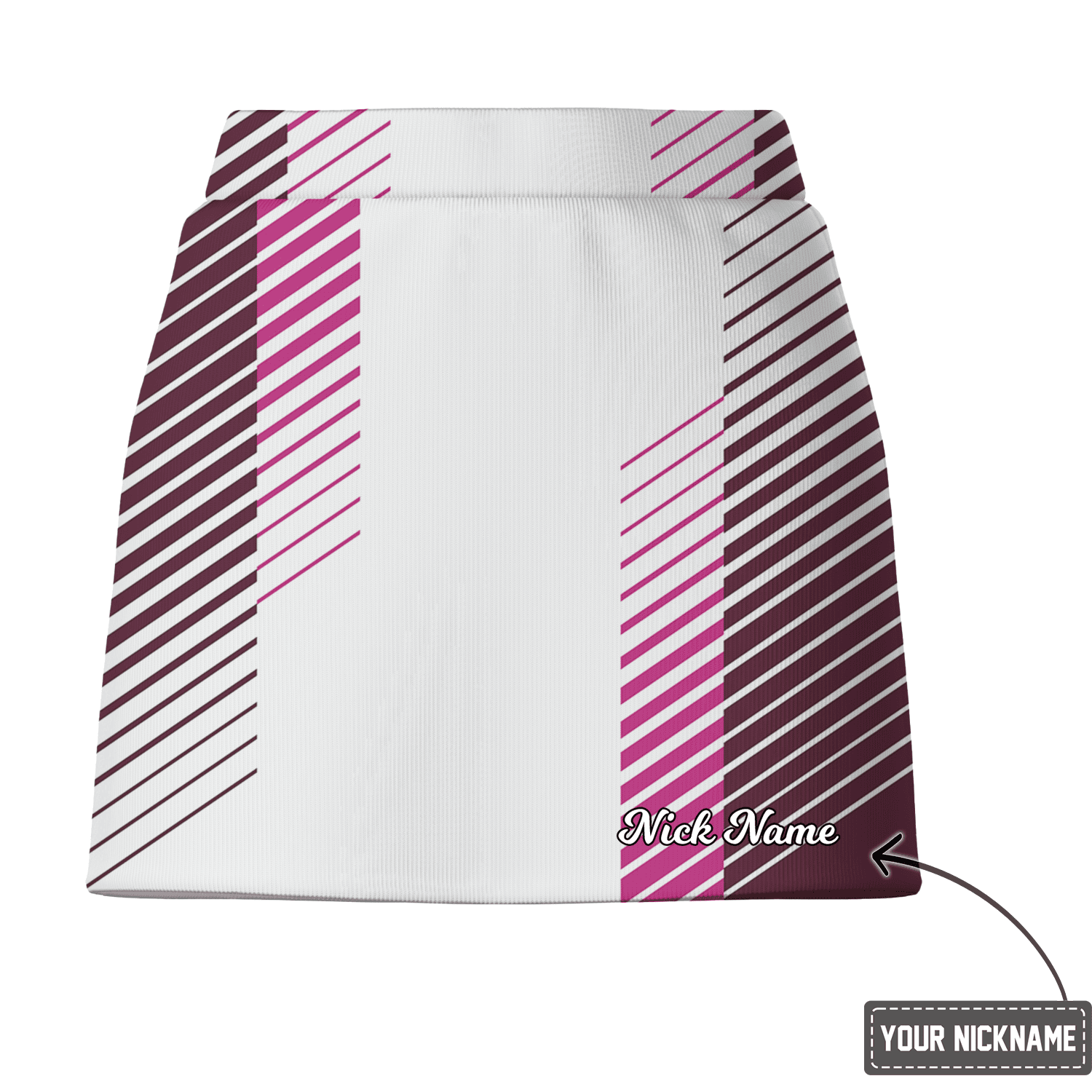 Personalized Women's White Angled Magenta & Plum Stripe Golf Skort K4745 additional image 2