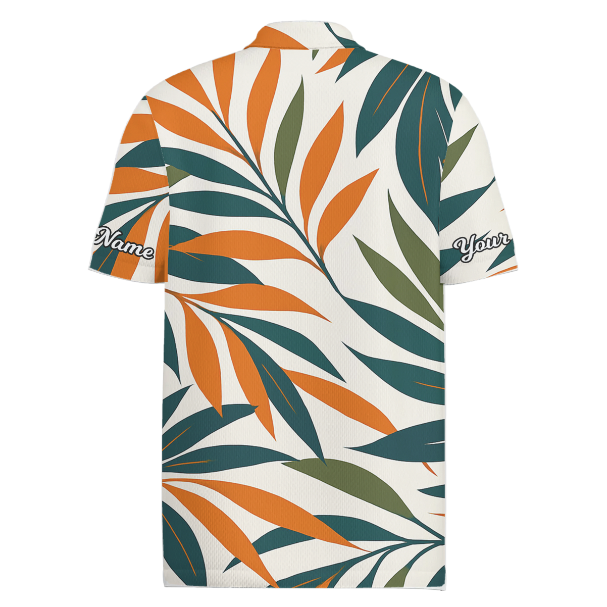 Personalized Men's Tropical Leaf Golf Polo Shirt Orange Teal Green Z7285 additional image 1