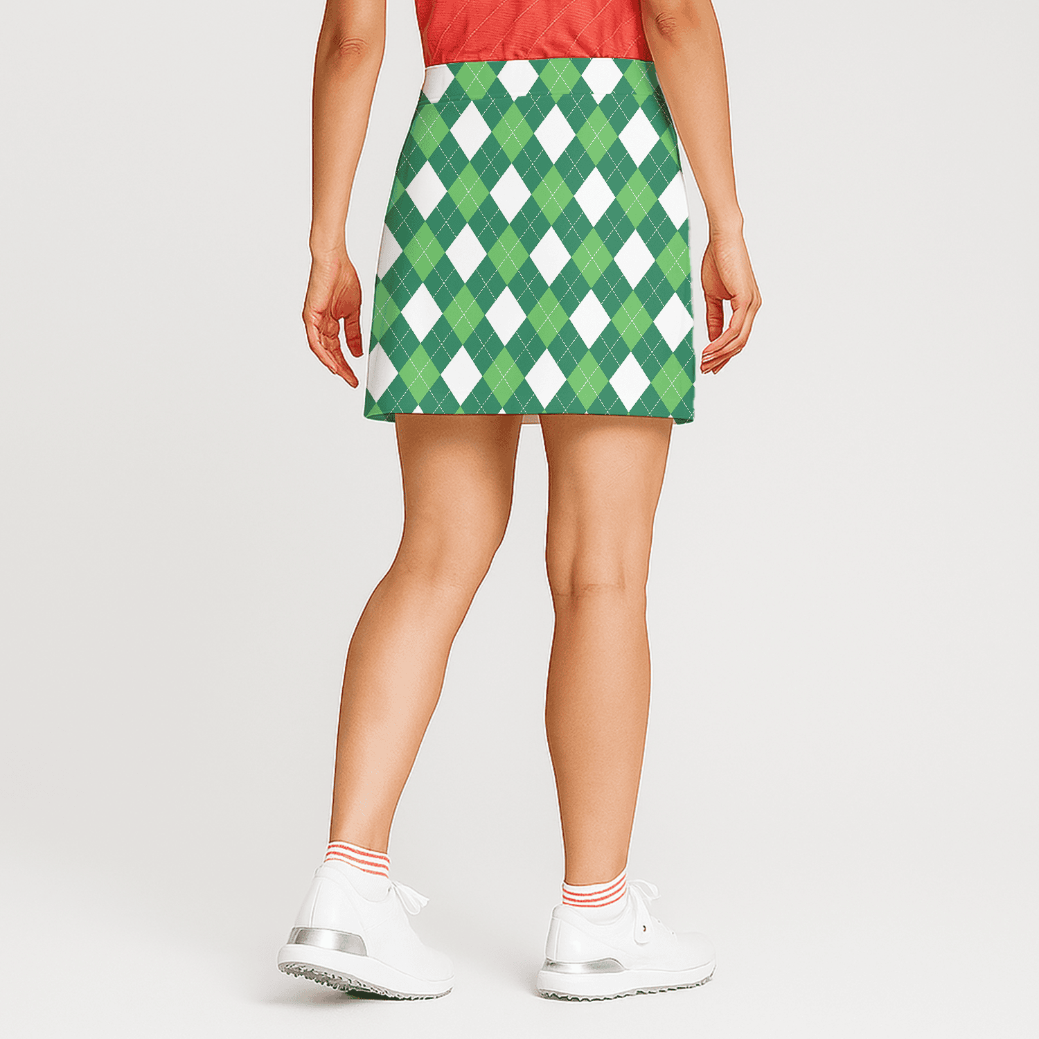 Personalized Women's Green & White Argyle Golf Skort Y6504 additional image 1