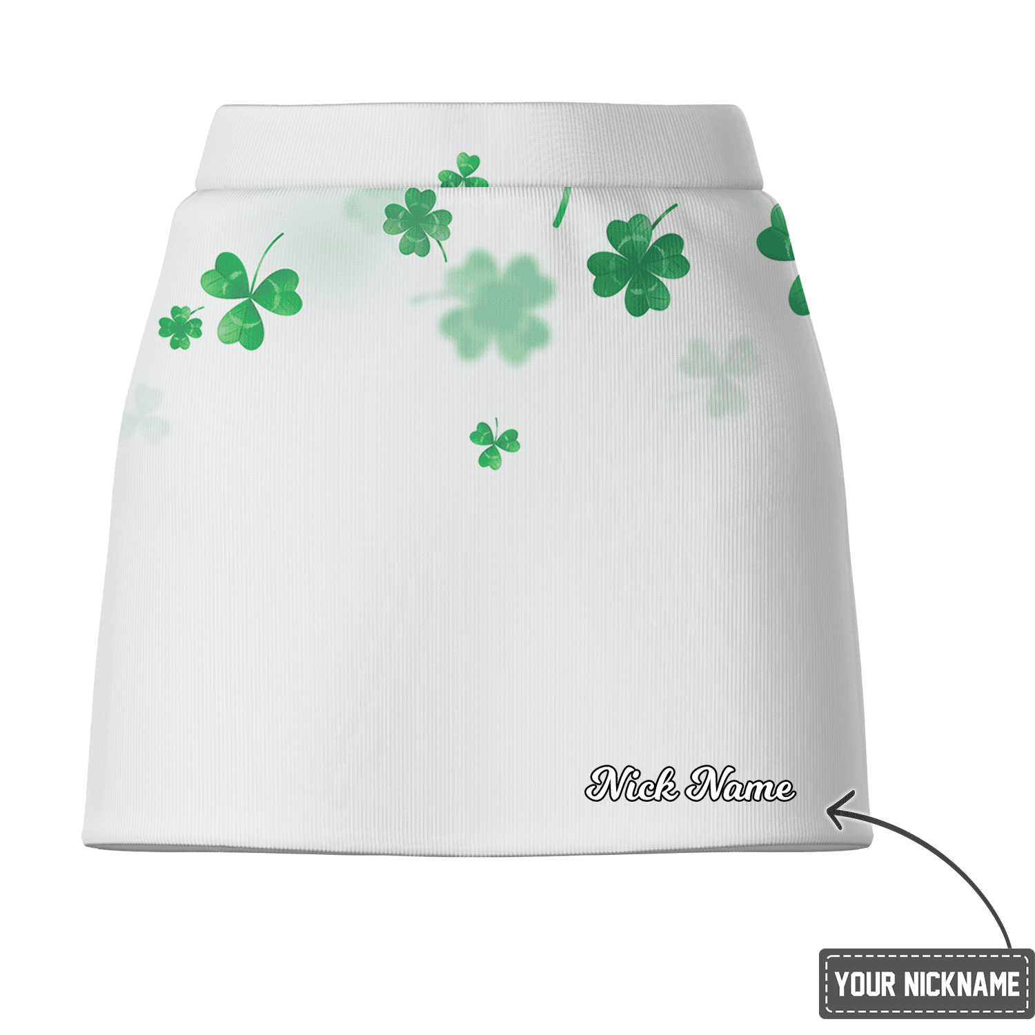Personalized White Lucky Green Shamrock Women's Golf Skort U8805 additional image 2