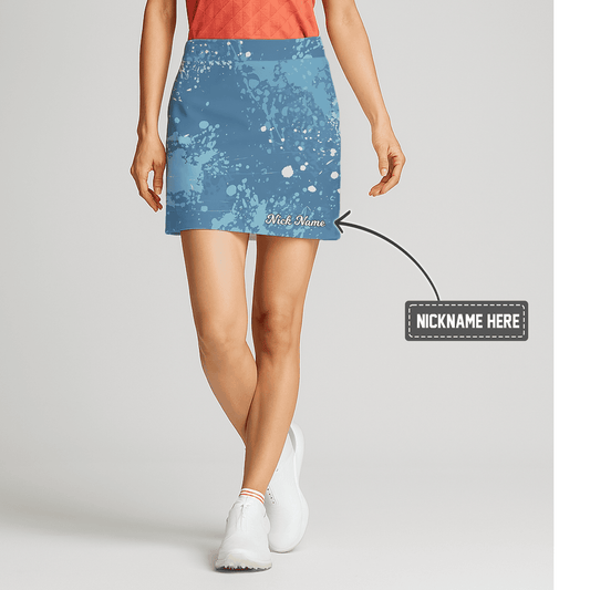 Personalized Blue Abstract Splatter Women's Golf Skort D8723 main image - S
