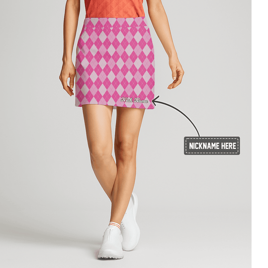 Personalized Pink Argyle Women's Golf Skort Q9975 main image - S