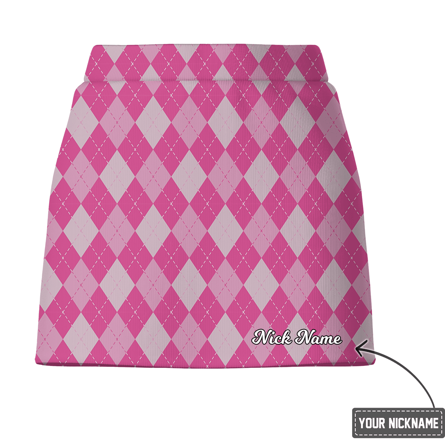 Personalized Pink Argyle Women's Golf Skort Q9975 additional image 2