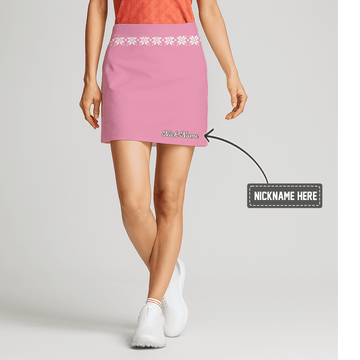 Personalized Women's Pink Snowflake Golf Skort G4279 main image - S