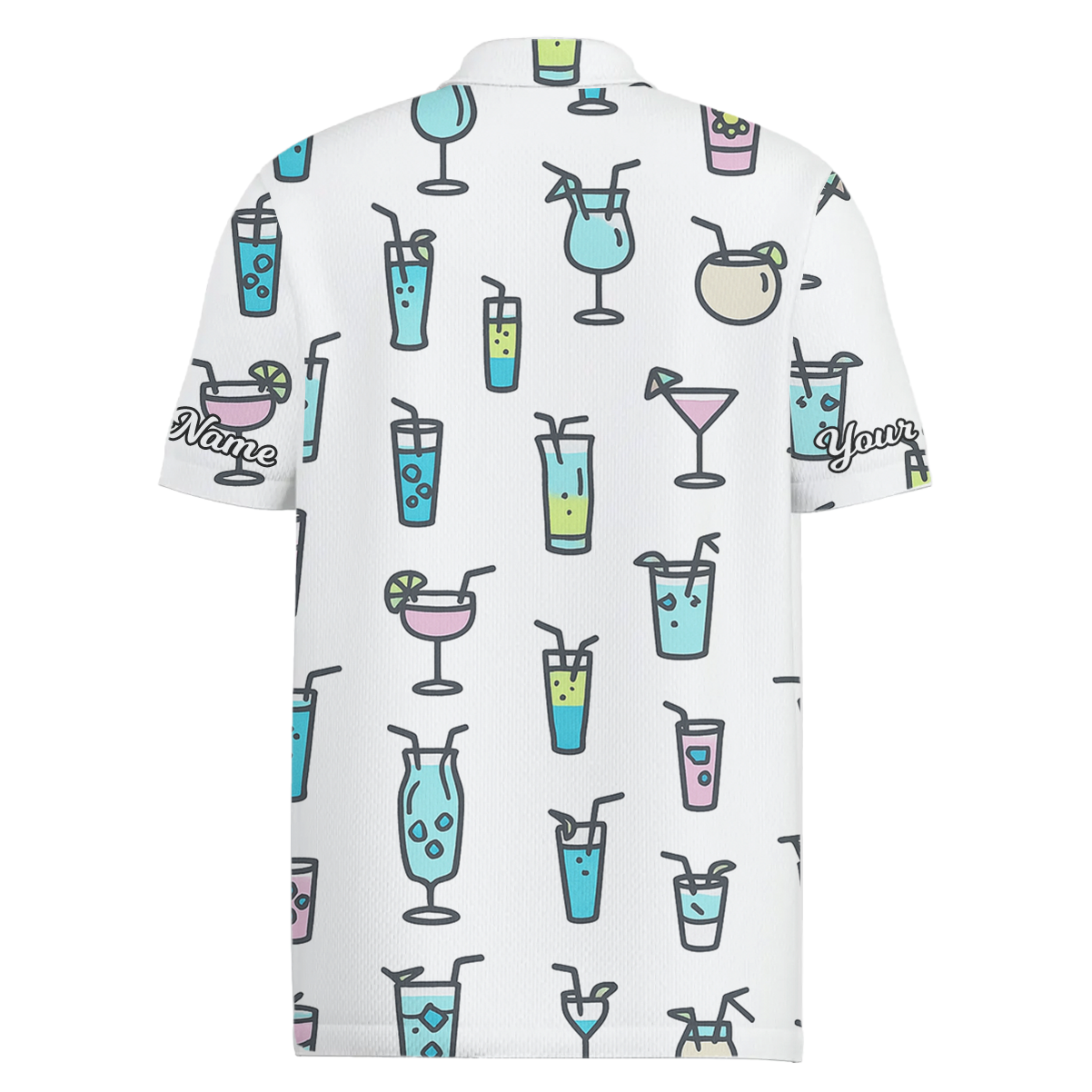 Personalized Cocktail Pattern Golf Polo Shirt For Men White S8540 additional image 1