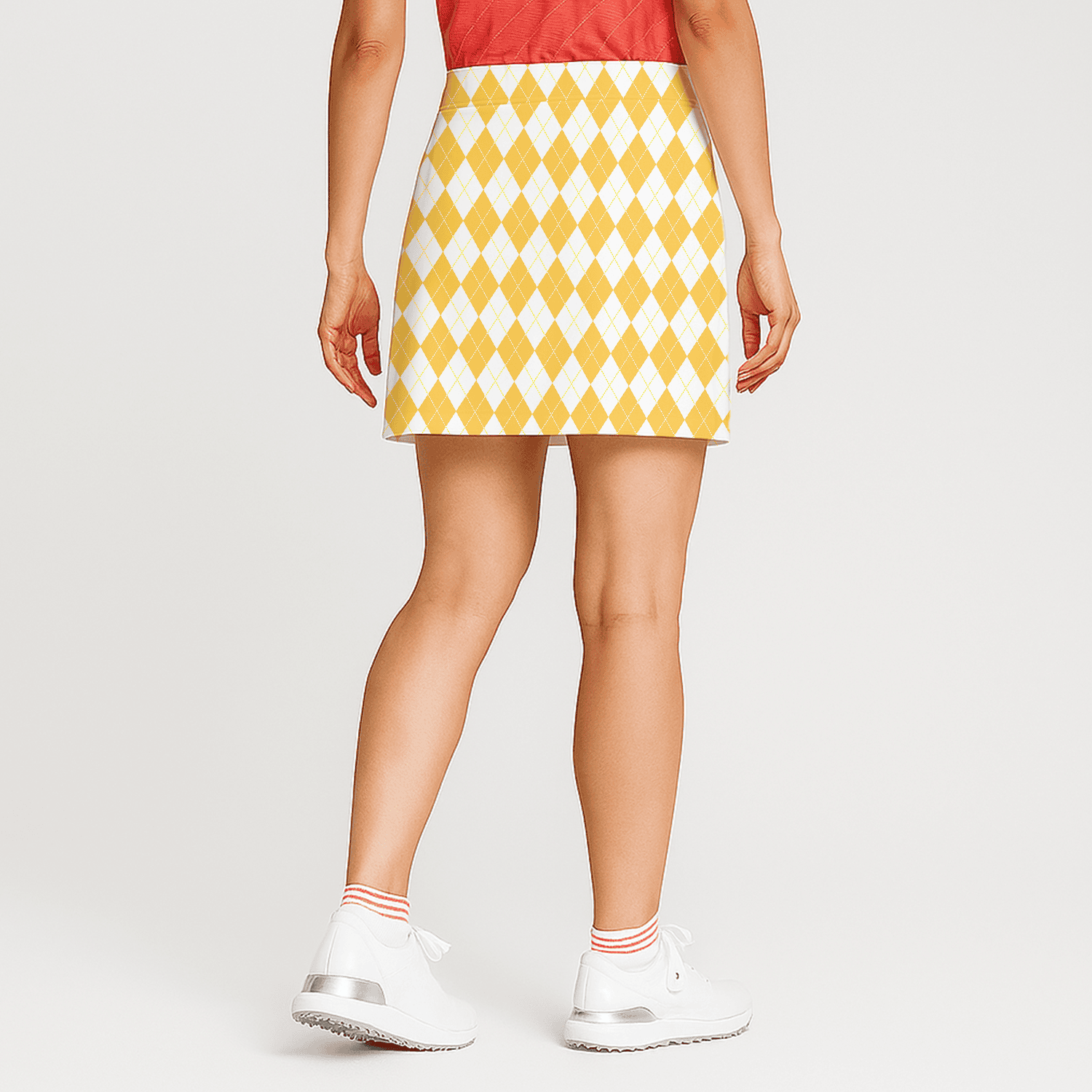Personalized Vibrant Yellow Argyle Women's Golf Skort L3095 additional image 1