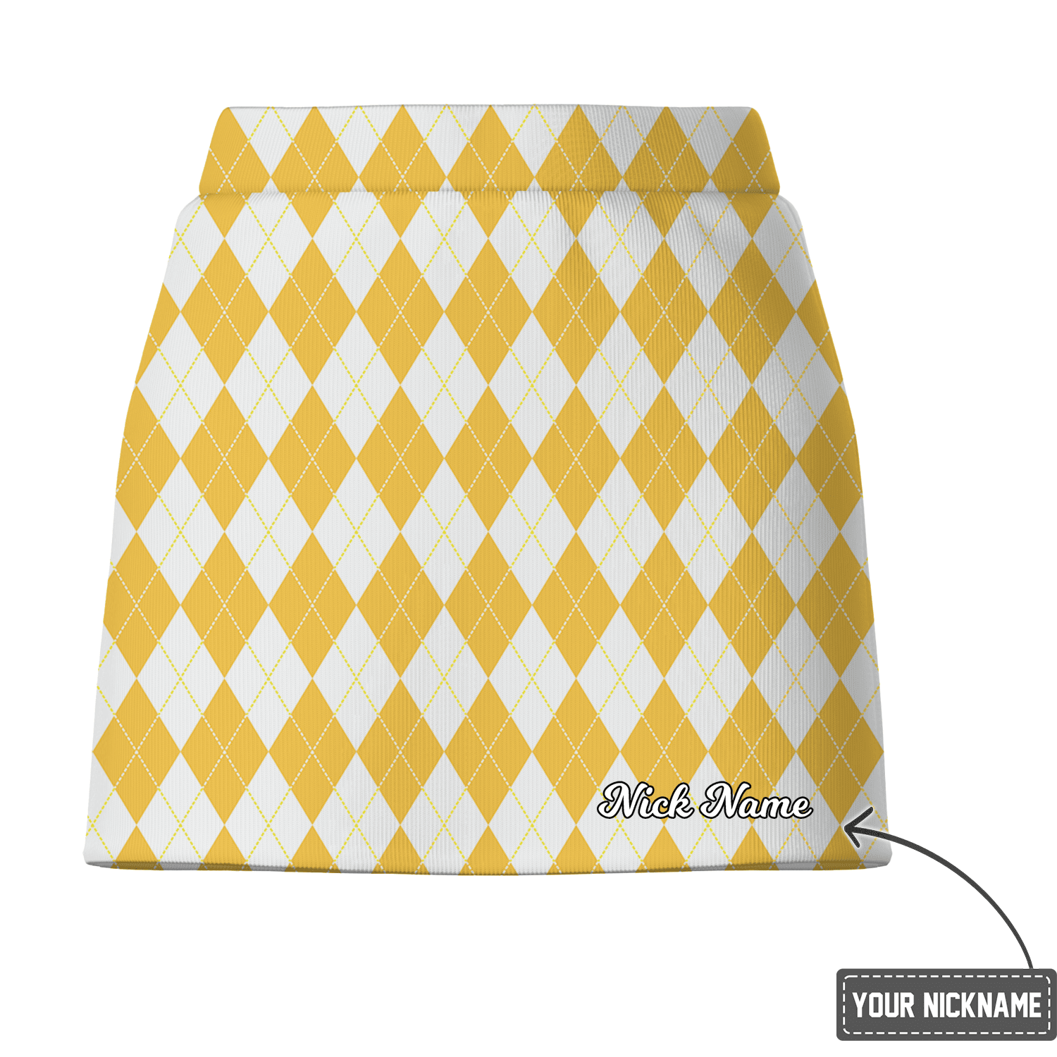 Personalized Vibrant Yellow Argyle Women's Golf Skort L3095 additional image 2