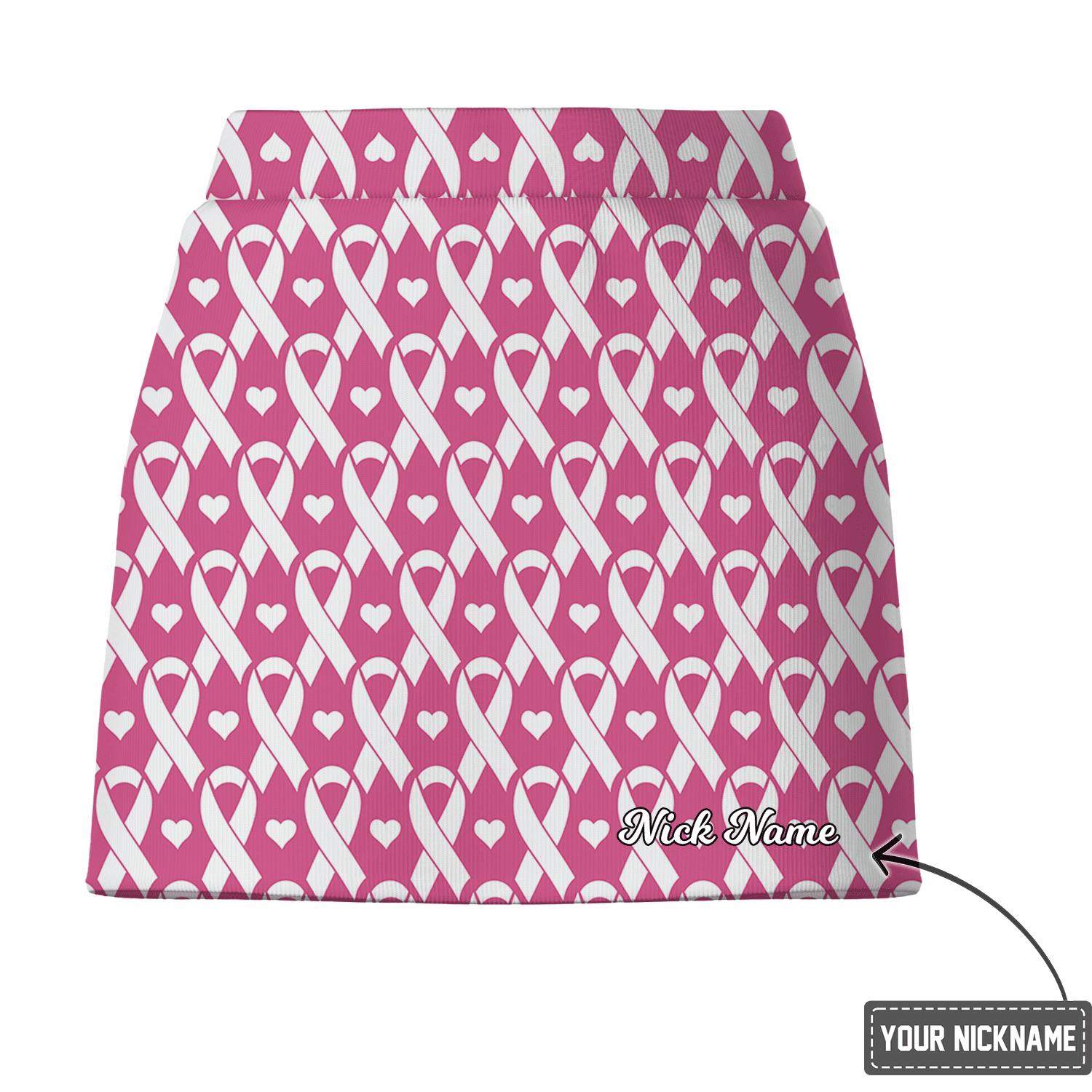 Personalized Pink Awareness Ribbon Heart Print Women's Golf Skort X4490 additional image 2
