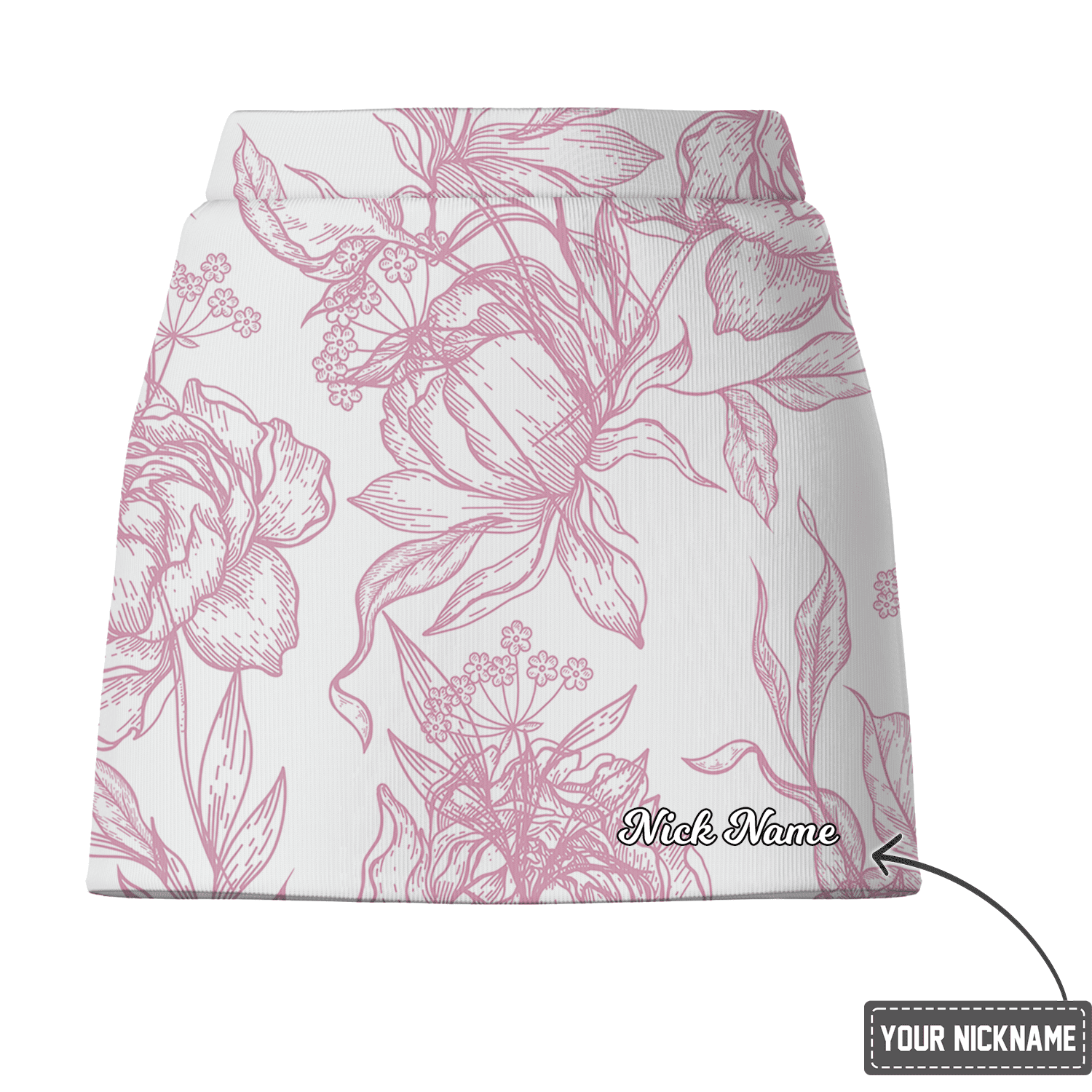 Personalized White Pink Floral Sketch Athletic Women's Golf Skort T6039 additional image 2