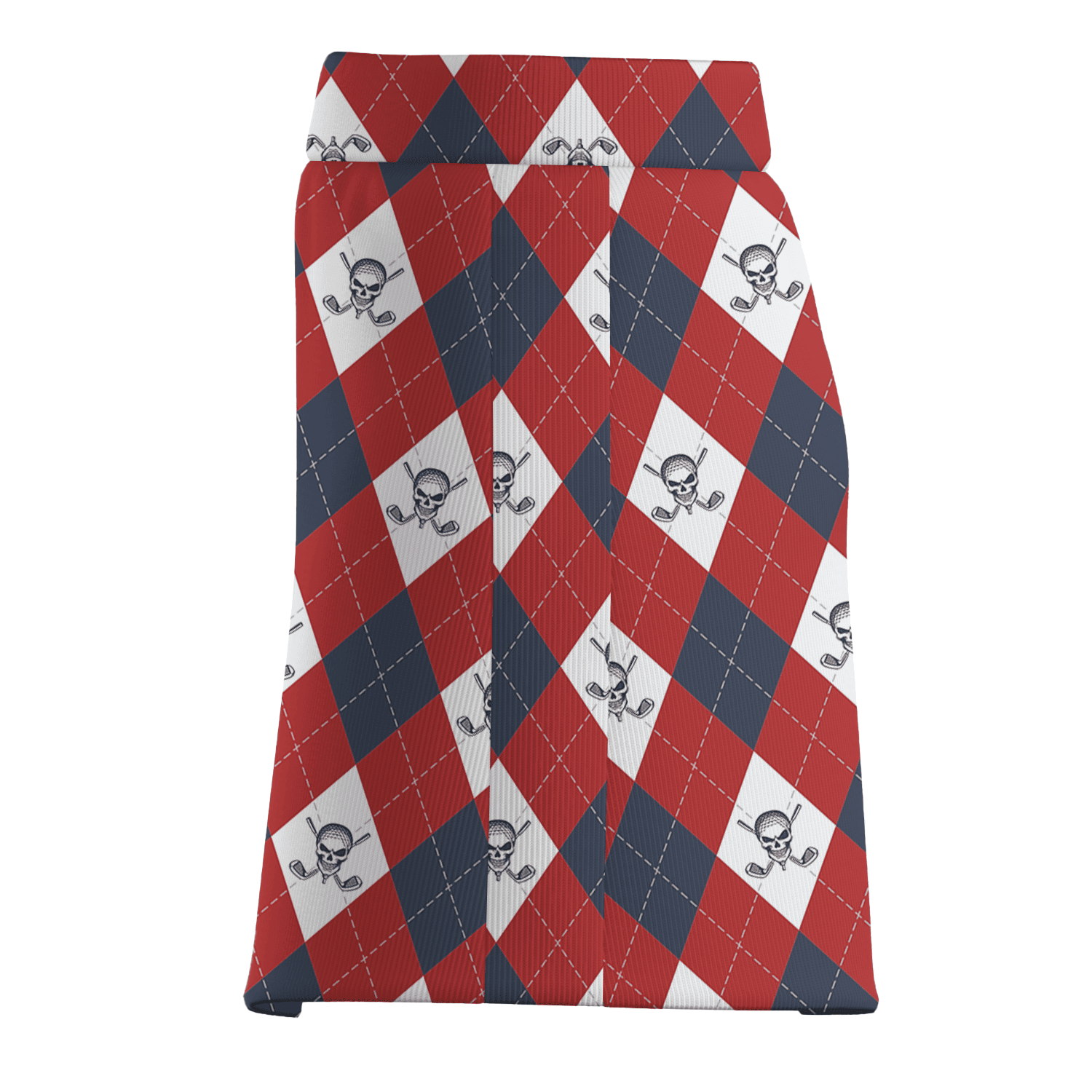 Personalized Red Navy Argyle Skull & Crossed Clubs Women's Golf Skort Y4706 additional image 3