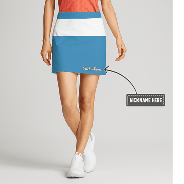 Personalized Women's Athletic Sky Blue & White Color Block Golf Skort E0018 main image - S