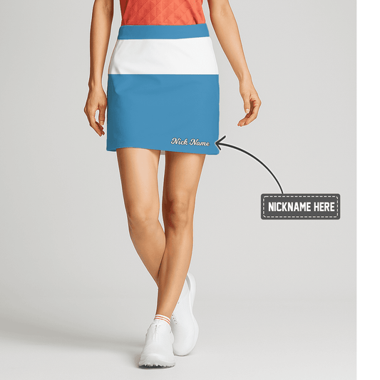 Personalized Women's Athletic Sky Blue & White Color Block Golf Skort E0018 main image - S