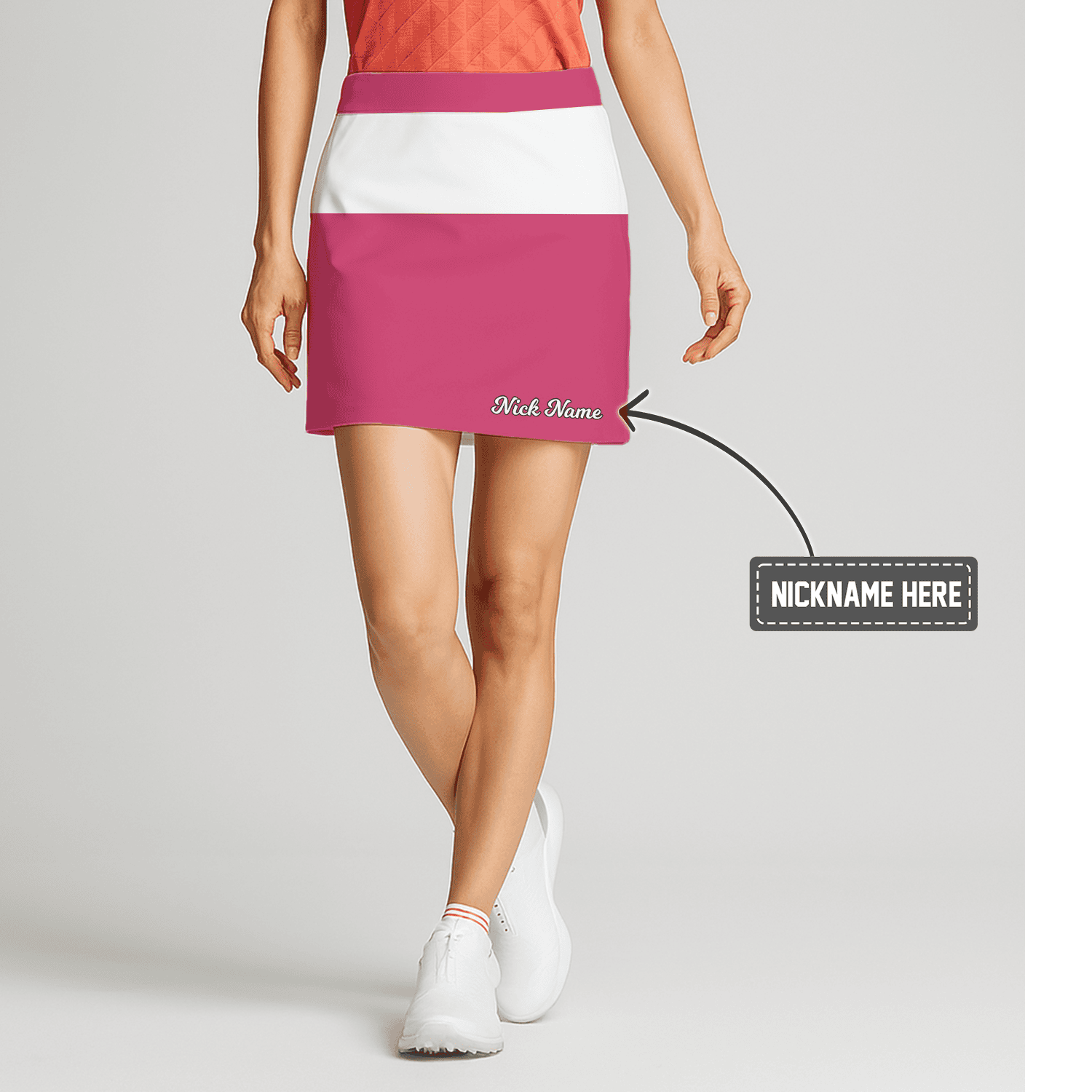 Personalized Fuchsia & White Color Block Women's Athletic Golf Skort U9894 main image - S