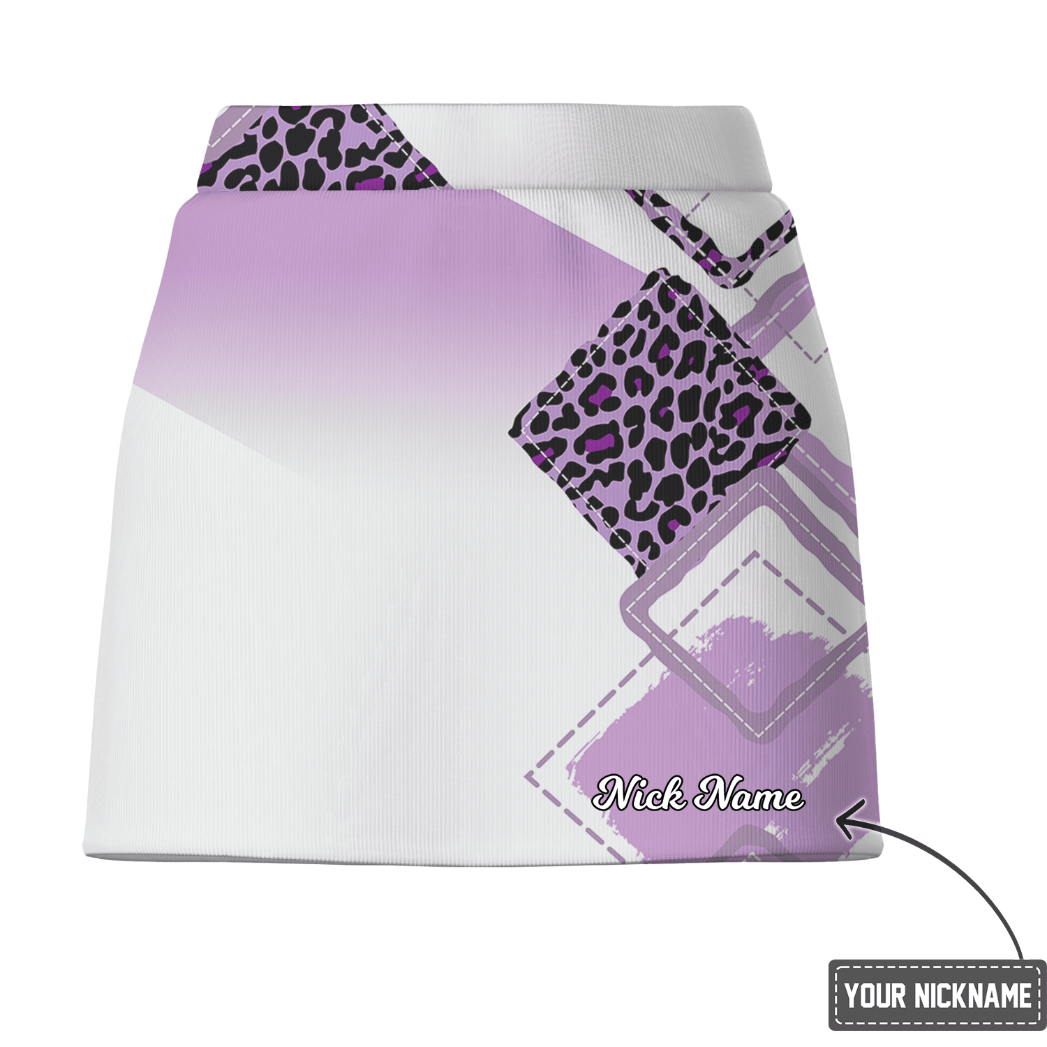 Personalized Women's White Lavender Leopard Print & Abstract Diamond Golf Skort Q7960 additional image 2