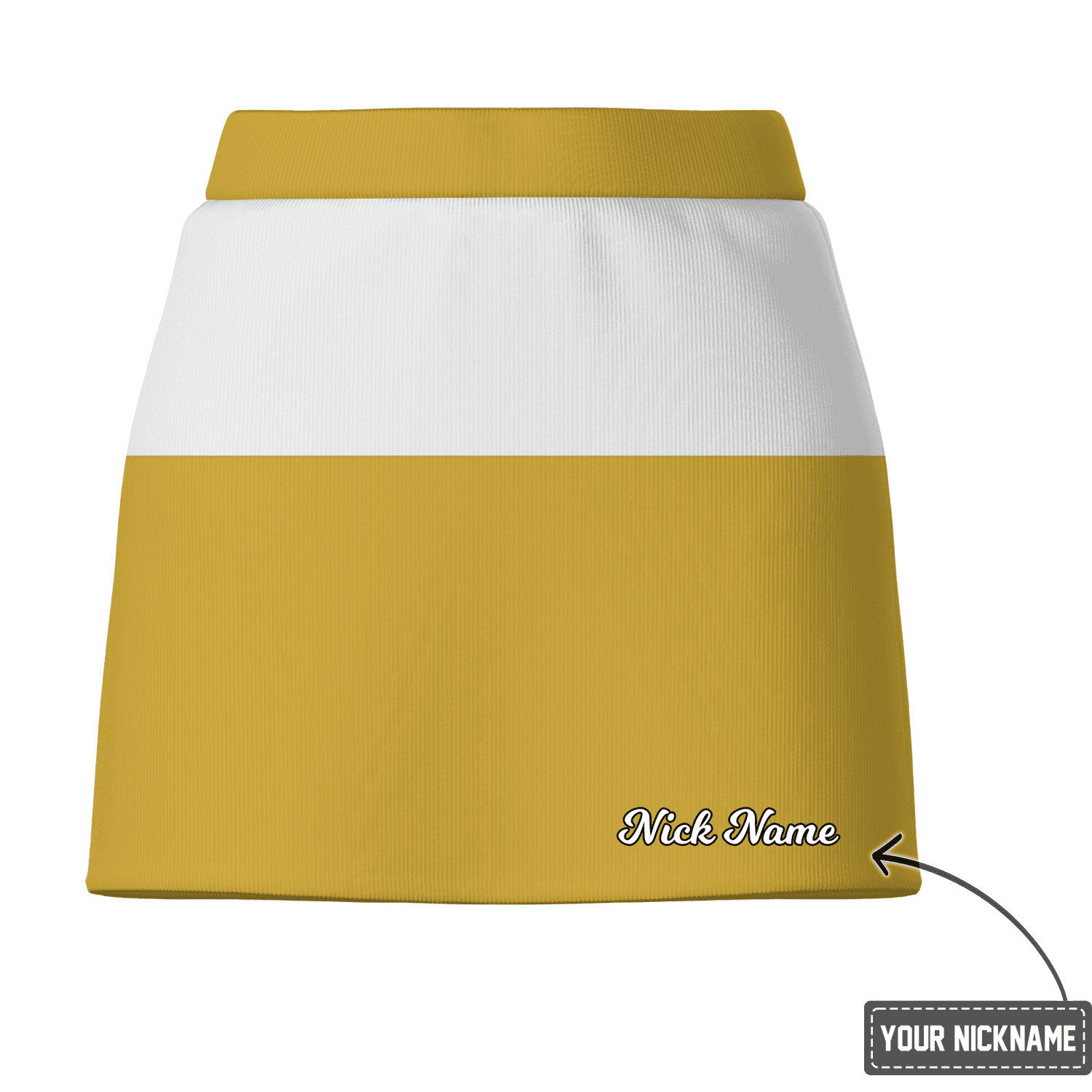 Personalized Mustard Yellow & White Color Block Women's Athletic Golf Skort X0282 additional image 2